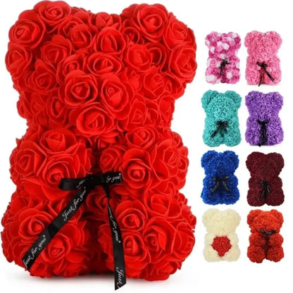 Forever Rose Teddy Bear – Artificial Flower Gift for Mom & Special Occasions