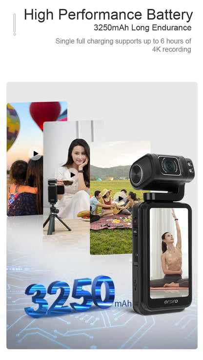 Ordro M3 Pocket Digital Camcorder — 5K 30FPS with Image Stabilization & Large Screen, Handy Travel Vlog Camera
