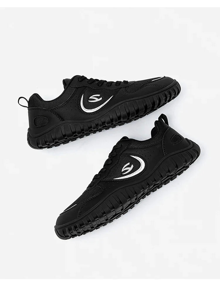 HOBIBEAR Unisex Wide Toe Sneakers — Comfortable Lace-Up Walking Shoes, Breathable Outdoor Travel Sneakers