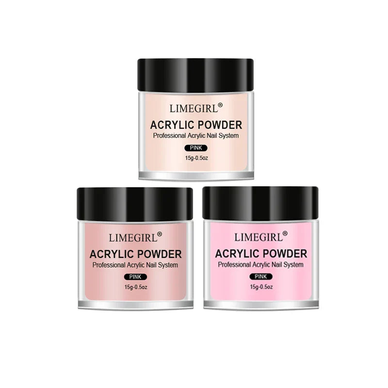 40ml Crystal Liquid & 45ml Acrylic Powder Set – Pink, White, Transparent Acrylic Powder Kit for Beginners Nail Art
