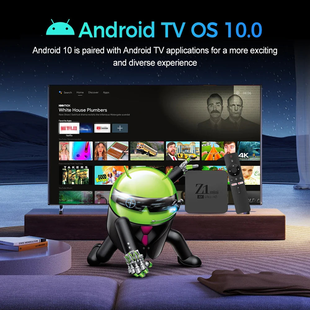 Smart ATV Box Z1 Mini – Android 10, Allwinner H313, 2GB RAM 8GB ROM, Dual 2.4G/5G WiFi, BT 5.2, 4K Media Player Set-Top Box