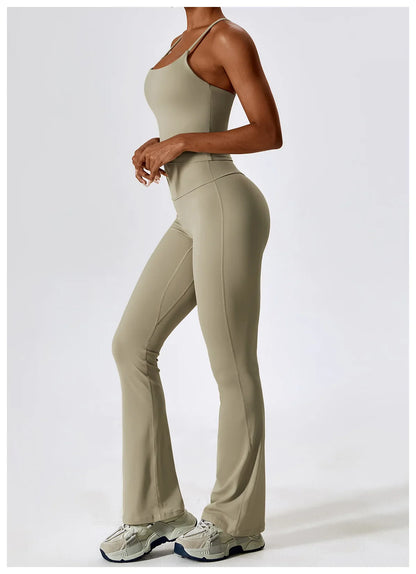 2PCS Seamless Women’s Yoga Set – Long Sleeve Crop Top & Leggings Workout Outfit, Athletic Gym Sportswear