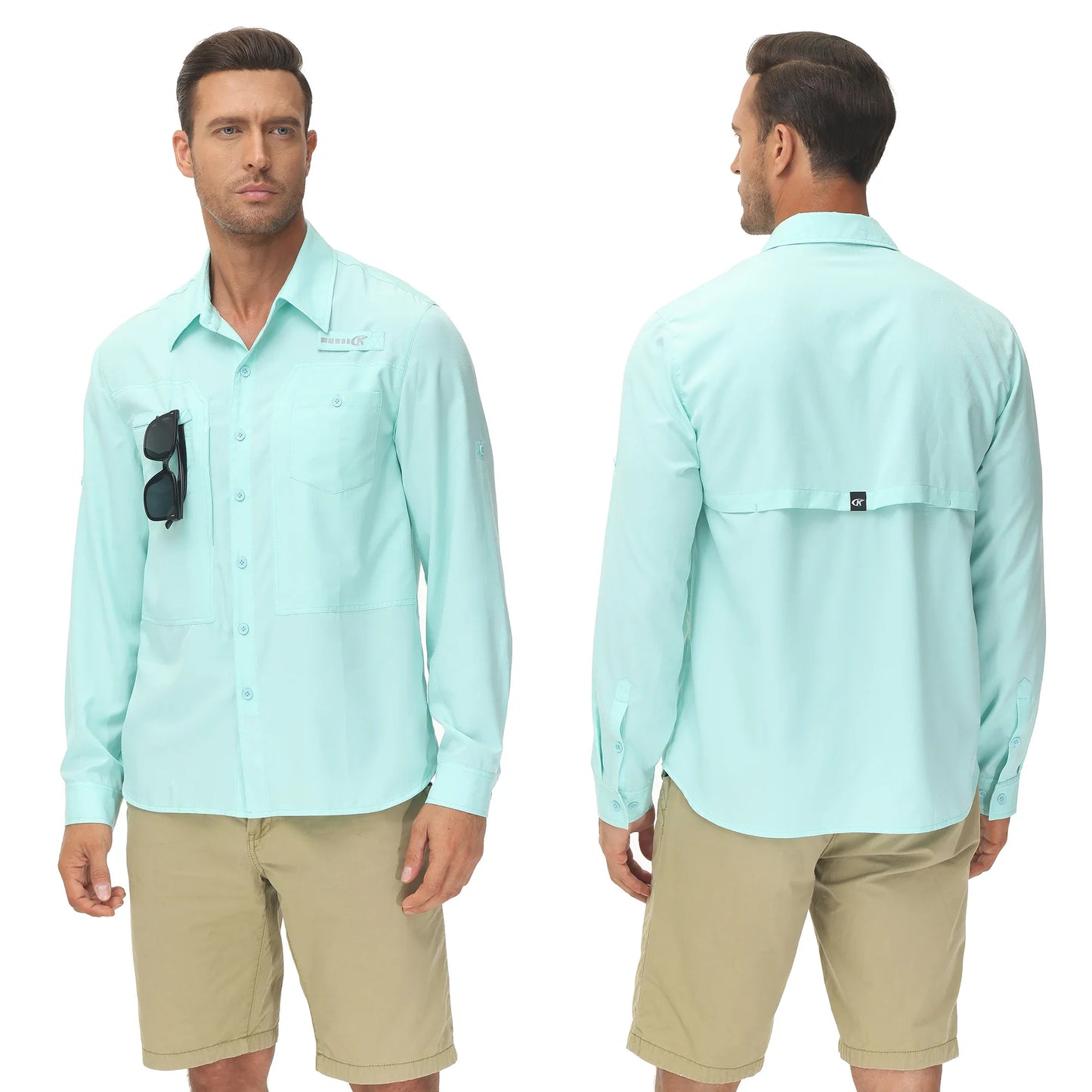 Men’s UPF 50+ Fishing Shirt - Lightweight Long Sleeve Tactical Button Down with Breathable Mesh Back