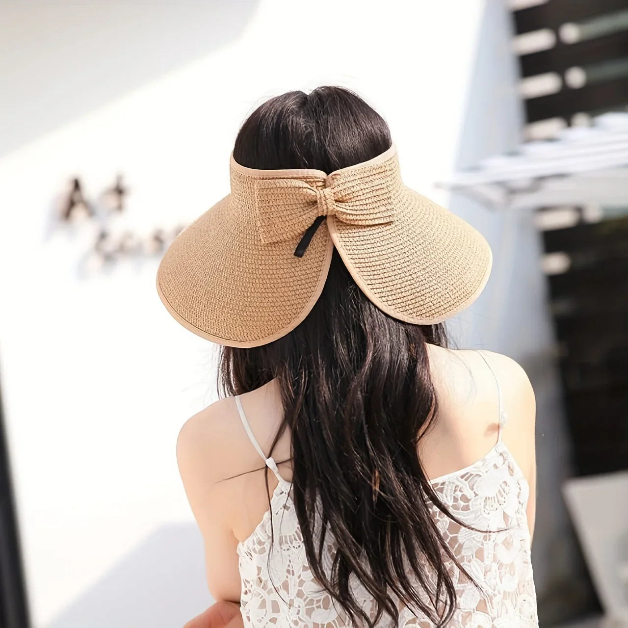 Women’s Summer Visor Hat – Foldable Wide-Brim Straw Cap, Stylish UV-Resistant Sun Hat for Beach & Hiking