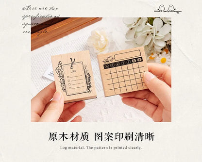 Cute Cat Wood Stamp Calendar – Daily & Monthly Planner Stamps for Journaling, Scrapbooking & DIY Crafts