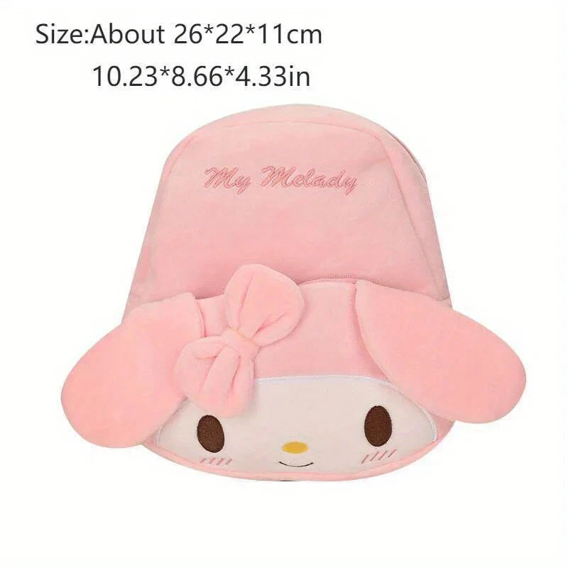 Kuromi Cinnamoroll & My Melody Plush Backpack – Adorable Large-Capacity Kawaii Design, Soft Cartoon Character Bag
