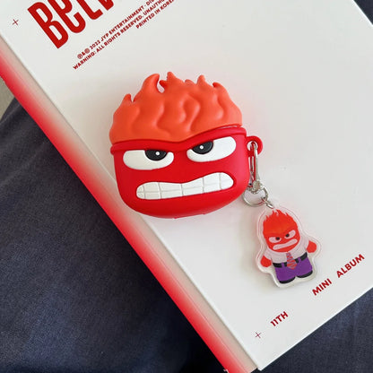 Inside Out Silicone Case for AirPods 1/2/3/4 & Pro/Pro 2 — Anger, Sadness, Embarrassment Cartoon Earphone Cover