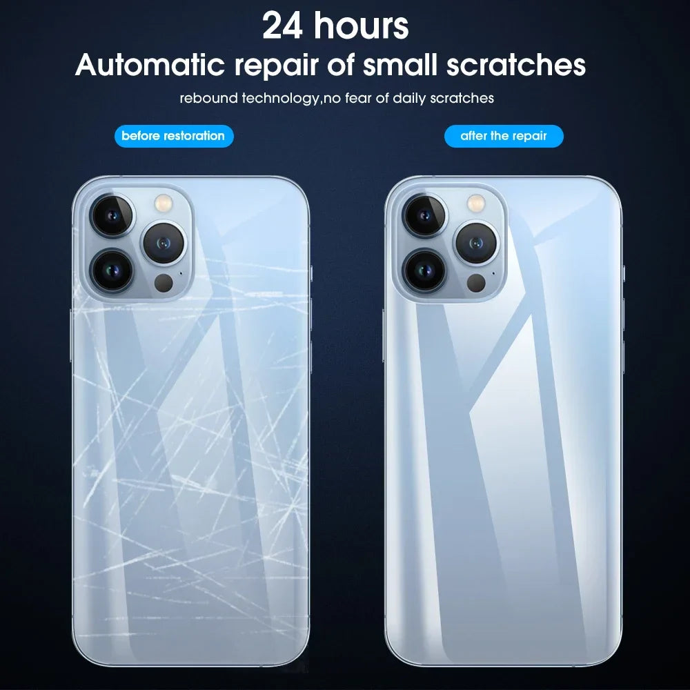 3 Sets Back Hydrogel Film Border Frame Stickers — Full Cover Back Screen Protectors for iPhone 16 Pro, 15, 14, 13, 12 Pro Max Plus