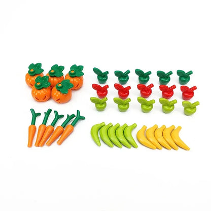DIY Mini Food Building Block Figures – Bread, Fish, Fruit, Chicken, Crab, Hot Dog, Cake, Pizza & Carrot Creative Toy Bricks