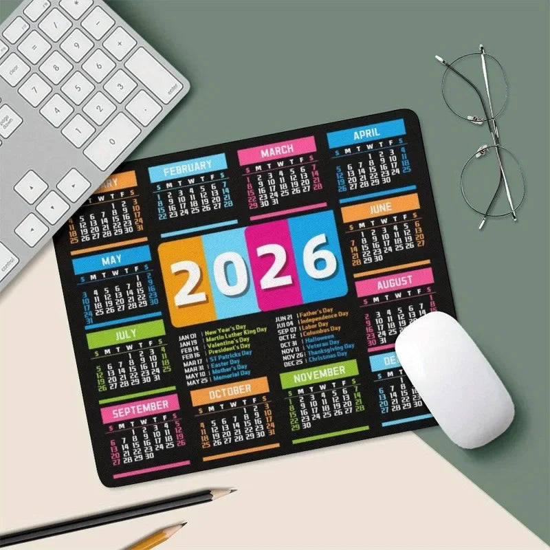 2026 Calendar Design Game Mouse Pad – Anti-Slip Rubber Mouse Mat for Home & Office, Black & White