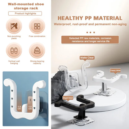 Wall-Mounted Slippers Rack - No Punching, Simple Bathroom Slipper Hook with Drainage, Bedroom Neat Storage and Shoe Drying