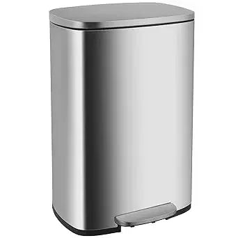 13 Gallon (50L) Kitchen Trash Can – Step Garbage Bin with Lid for Office, Bedroom & Bathroom