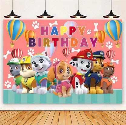 PAW Patrol Cartoon Puppy Birthday Party Backdrop – Animation Theme Decoration Background for Kids Party & Baby Shower Supplies Gift