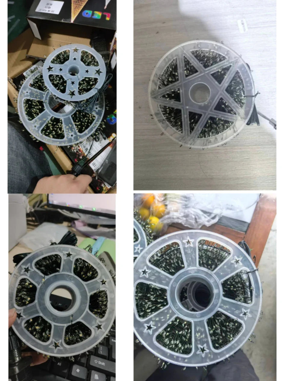 Outdoor Remote Control Copper Wire Lights — Starry Sky & Flower Wreath Decorative String Lights for Christmas & Holidays