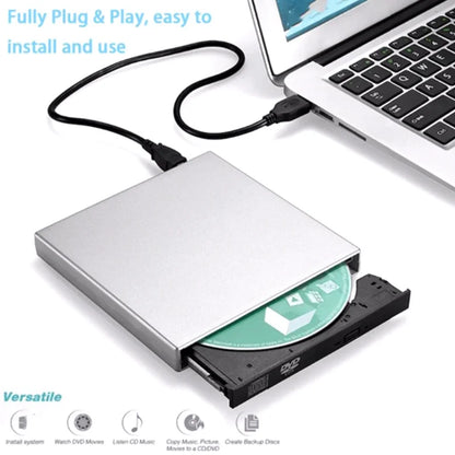 Professional Slim External DVD Drive – Low-Noise USB 2.0 DVD/VCD/CD-RW Burner & Player