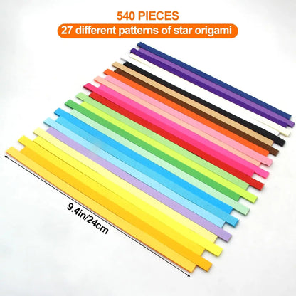 540pcs Double-Sided Origami Star Paper for Lucky Stars DIY Crafts & School Projects