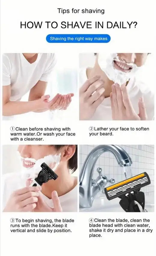 Premium 3-Layer Stainless Steel Safety Razor – Replaceable Blades for Smooth Shaving Men & Women