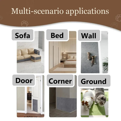 Anti Cat Scratch Mat - Trimmable Self-Adhesive Furniture Protector for Sofas, Walls & Corners
