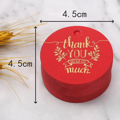 50PCS 4.5cm Bronzing Round Garment Tags – “Thank You” Paper Hang Tags for Clothing, Shoes, Packaging & DIY Crafts