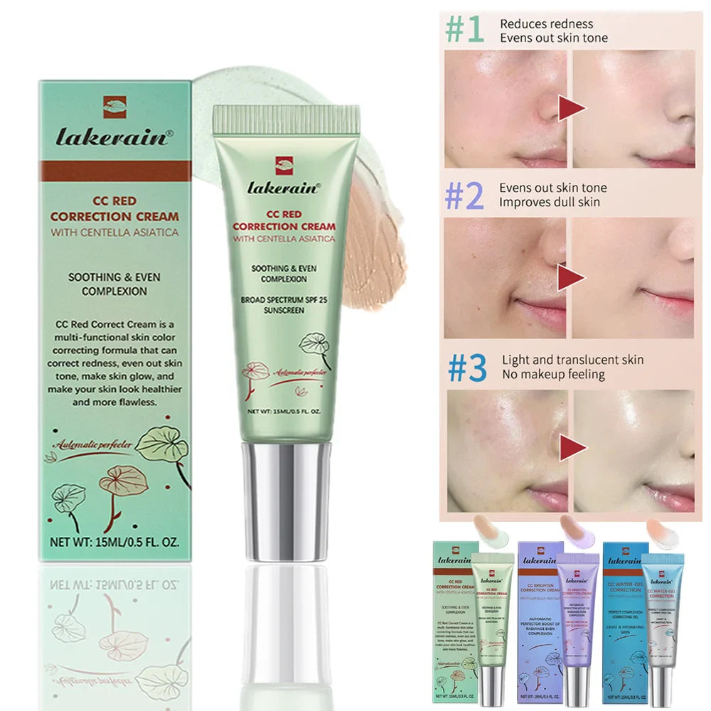 3pcs CC Cream Color-Changing Liquid Foundation – Centella Korean High Coverage Face Makeup Base Cream