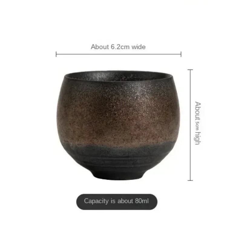 Japanese Handmade Stoneware Tea Cup – Small Kung Fu Single Teacup Vintage Style