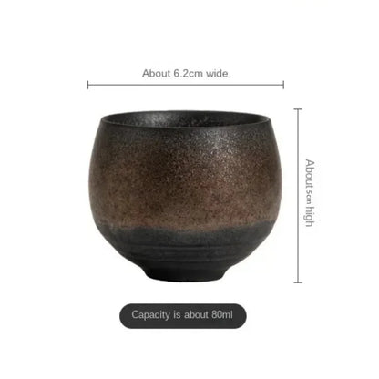 Japanese Handmade Stoneware Tea Cup – Small Kung Fu Single Teacup Vintage Style