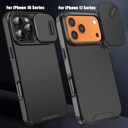 Slide Camera Protector — Shockproof Armor Matte iPhone Case (Fits 11/12/13/14/15/16/17 • Pro/Max/Plus/16e/17 Air)