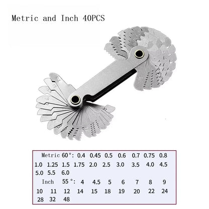 Metric & Inch Thread Plug Gauge - 55/60 Degree Carbon Steel Screw Pitch Measurement Tool for Lathe Work