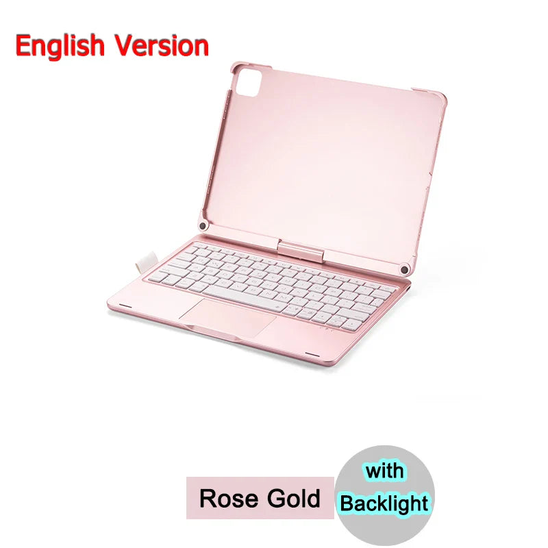 Bluetooth Magic Keyboard Case for iPad — Multi-Language (Arabic, Spanish, French, German) for iPad Pro 11 (2018–2022), Air 4/5, 10.9-inch