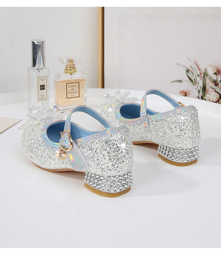 2024 Spring Girls' Crystal Princess Elsa Shoes - Ice and Snow Romance Fashion Sandals for Kids