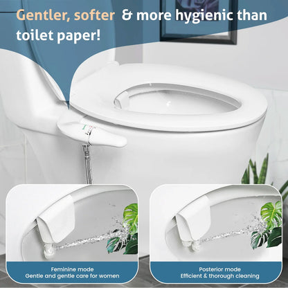 SAMODRA Ultra Slim Bidet Attachment for Toilet Seat: Dual Nozzle, Adjustable Water Pressure - Non-Electric Ass Sprayer