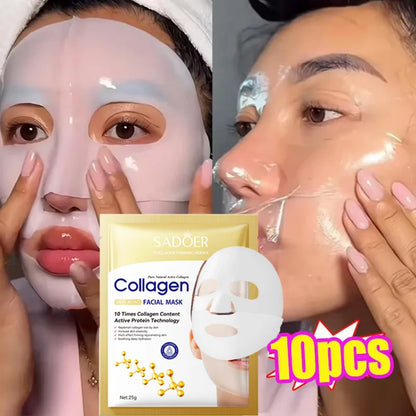 10PCS Collagen Anti-Wrinkle Facial Masks – Korean Skincare for Anti-Aging, Firming, Moisturizing & Brightening