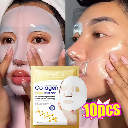 10PCS Collagen Anti-Wrinkle Facial Masks – Korean Skincare for Anti-Aging, Firming, Moisturizing & Brightening