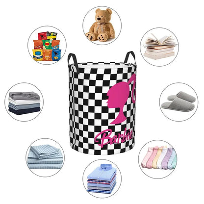 Custom Barbie Logo Laundry Basket – Collapsible Large Capacity Clothes Storage Bin, Disney Baby Hamper