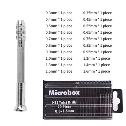Mini Aluminum Hand Drill with Keyless Chuck – HSS Steel Twist Drill Bit for Woodworking & Manual Drilling