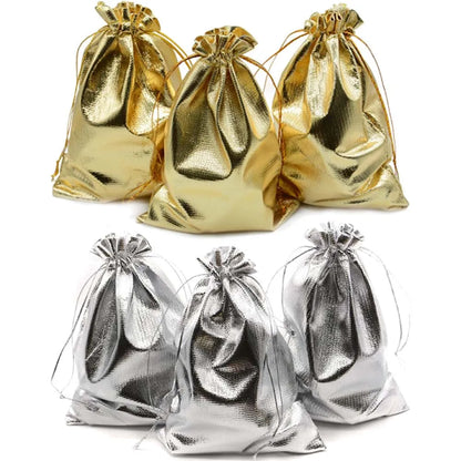 50pcs Gold Drawstring Bags – Jewelry, Candy, and Gift Pouches for Small Business Packaging