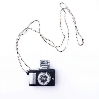Fashion Camera Pendant Necklace – Vintage Flash Light Camera Jewelry with Long Chain for Women & Men, Punk Party Accessory