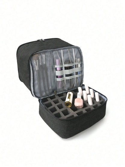 Women's Portable Double-Layer Nail Polish & Essential Oil Storage Bag – Multi-Function Organizer for Travel