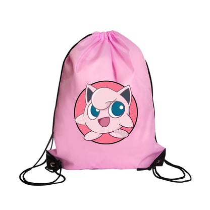 Pokémon Drawstring Tote Bag — Pikachu Character Print, Large Capacity Waterproof Backpack for Kids’ Shopping & Gift