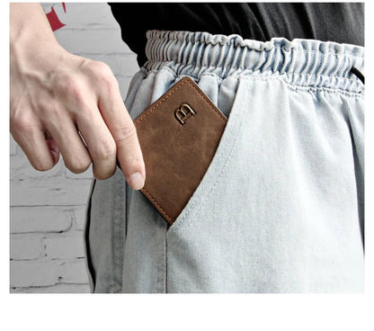 Retro Men’s Leather Wallet – Slim Money Purse with Coin Bag & Zipper, Stylish Dollar Design