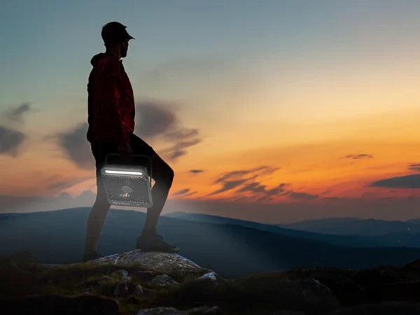 Warmco D4 Portable Desk Fan – 8" Rechargeable Camping Fan with 20000mAh Battery, Light, 48H Runtime, Silent Operation, Digital Display