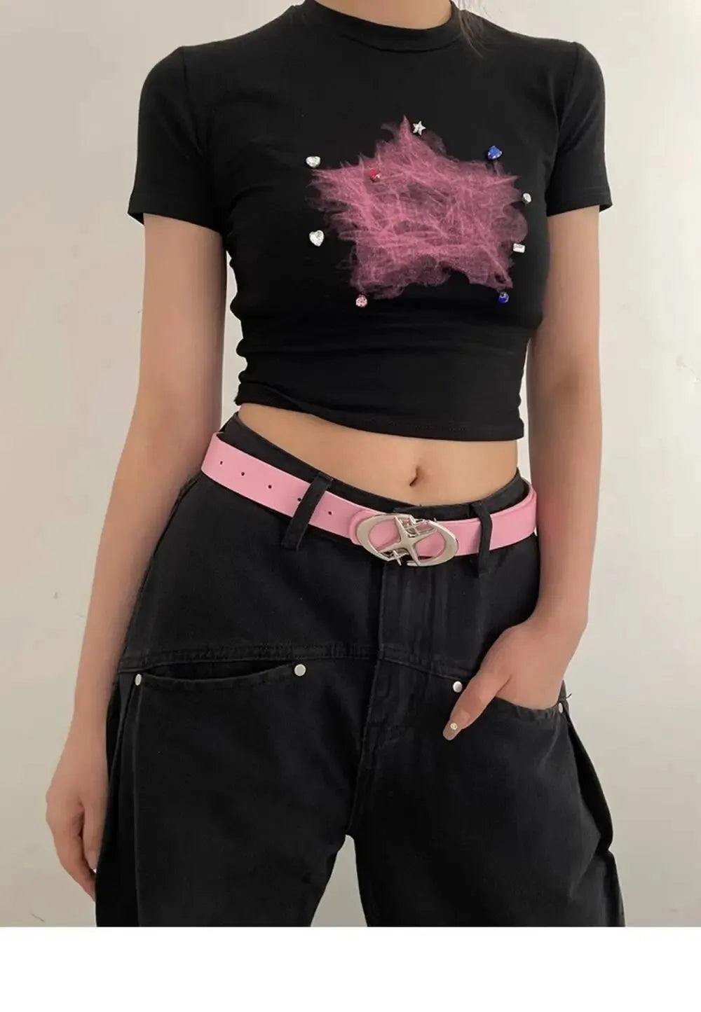 Women’s Punk Star Buckle Belt – Cross Metal Vintage Gothic Y2K PU Leather Waistband for Pants & Jeans, Unisex Fashion Belt