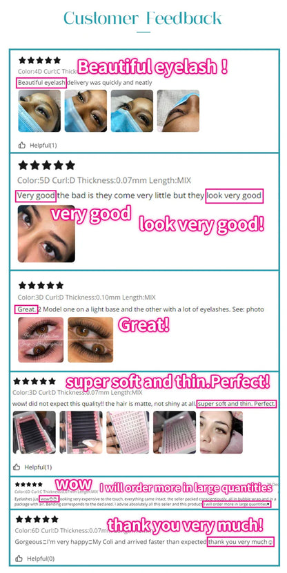 LAKANAKU 320 Fans Premade Volume Lashes – Fluffy Imported Material Eyelash Extensions, All Sizes