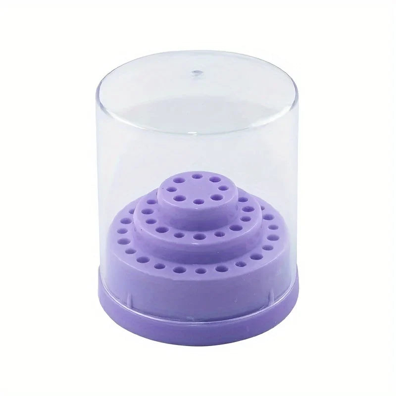 48-Hole Nail Drill Bit Holder - Acrylic Storage Box Stand for Manicure Tools