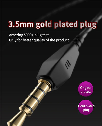 QKZ AK6 In-Ear Earphones - 6 Dynamic Drivers, Stereo Headphones with Mic, Sports HIFI Subwoofer Monitor Earbuds