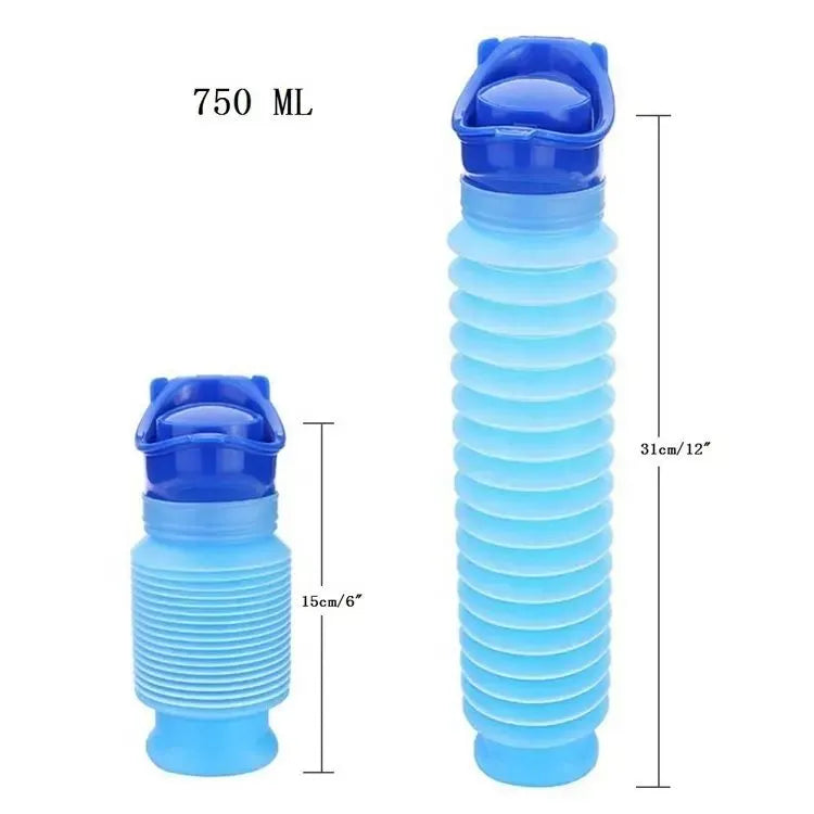 750ml Adult Urinal - Portable Shrinkable Personal Mobile Soft Toilet for Outdoor, Car Travel, Traffic, and Camping