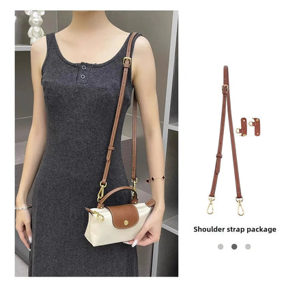 Leather Replacement Crossbody Bag Strap for Longchamp Mini — Earthy Color Shoulder Strap, No Punching Needed