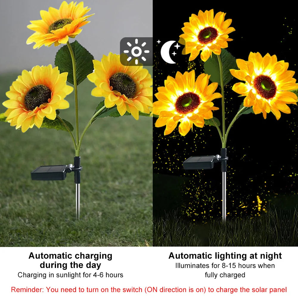 Solar LED Sunflower Flower Lights - Waterproof Garden Decorative Landscape Lighting for Home Decor and Lawn Decoration