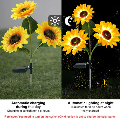 Solar LED Sunflower Flower Lights - Waterproof Garden Decorative Landscape Lighting for Home Decor and Lawn Decoration