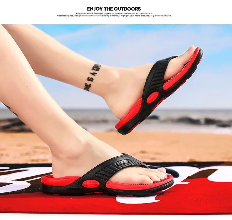 Men's Massage Flip Flops – Breathable Summer Beach Sandals, Luxury Comfort Slippers, Plus Size 46
